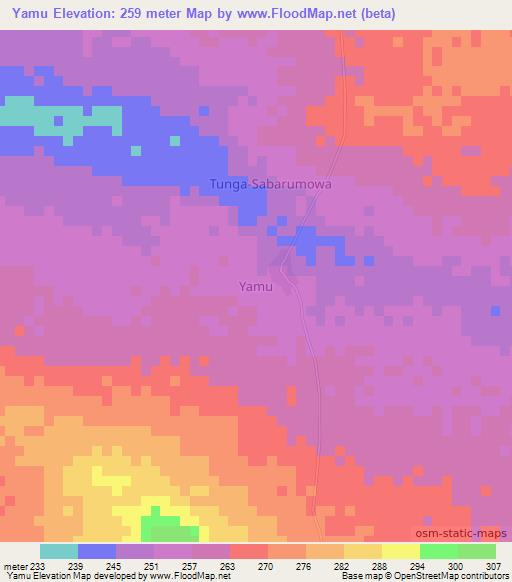 Yamu,Nigeria Elevation Map