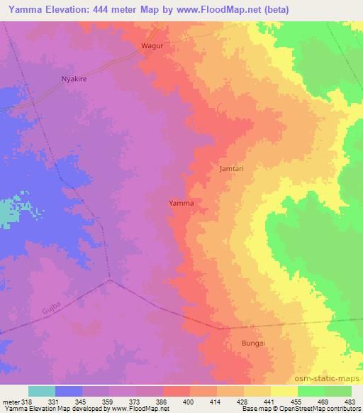 Yamma,Nigeria Elevation Map