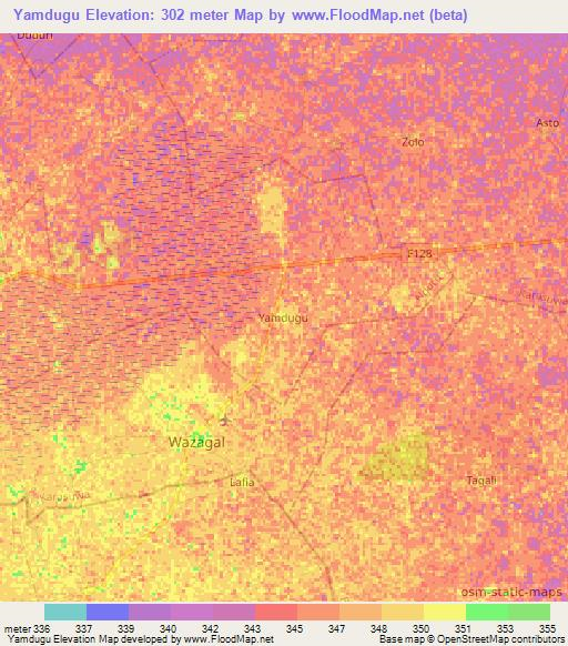 Yamdugu,Nigeria Elevation Map