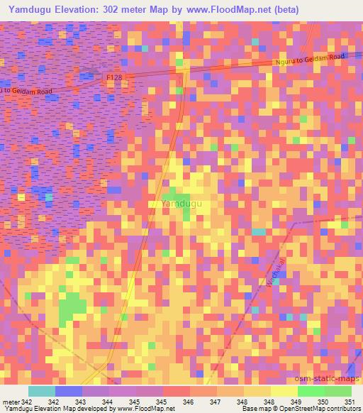 Yamdugu,Nigeria Elevation Map