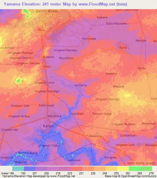 Yamama,Nigeria Elevation Map