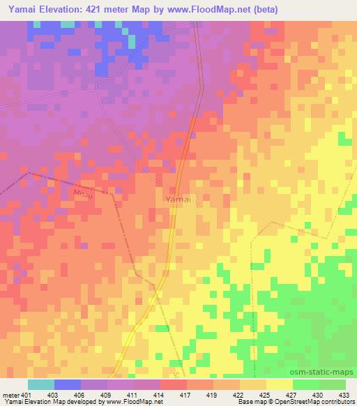 Yamai,Nigeria Elevation Map