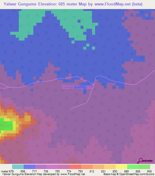 Yalwar Gungume,Nigeria Elevation Map