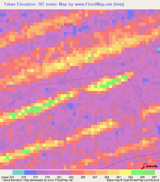 Yalwa,Nigeria Elevation Map