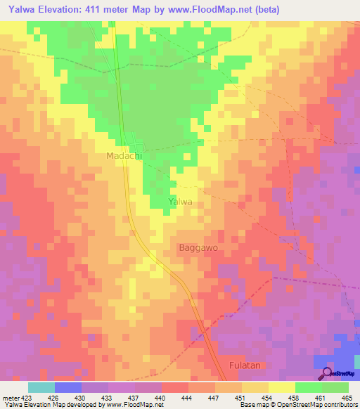 Yalwa,Nigeria Elevation Map