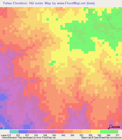 Yalwa,Nigeria Elevation Map