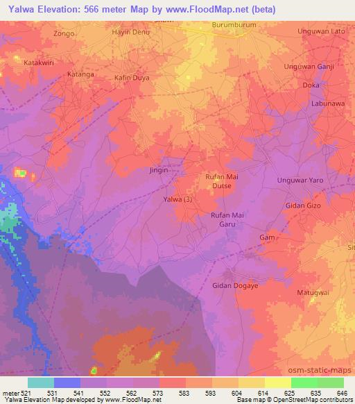 Yalwa,Nigeria Elevation Map