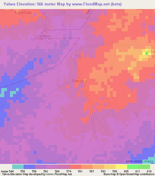 Yalwa,Nigeria Elevation Map