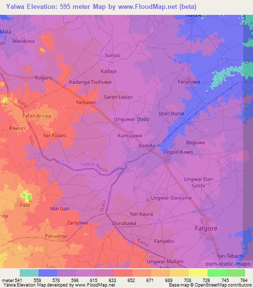 Yalwa,Nigeria Elevation Map