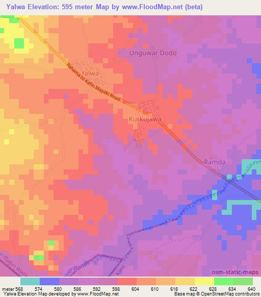 Yalwa,Nigeria Elevation Map