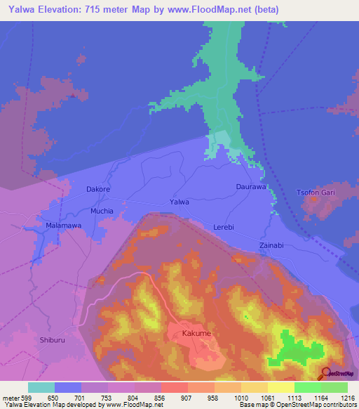 Yalwa,Nigeria Elevation Map