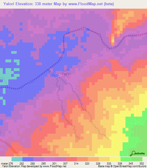 Yalori,Nigeria Elevation Map