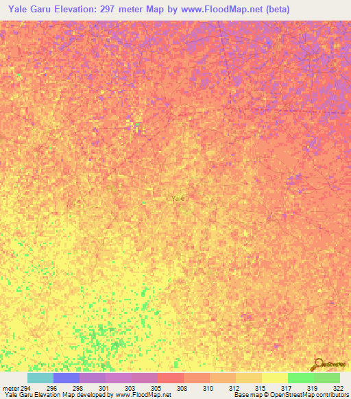 Yale Garu,Nigeria Elevation Map