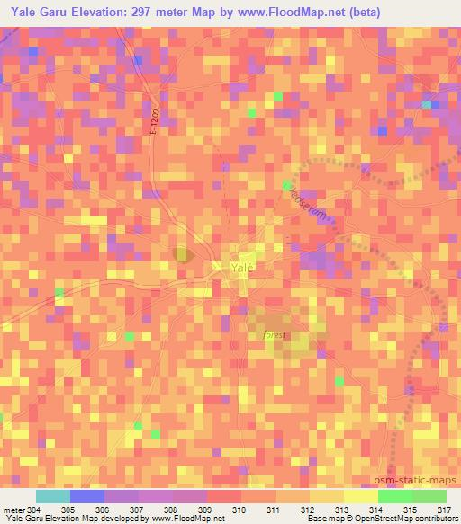 Yale Garu,Nigeria Elevation Map