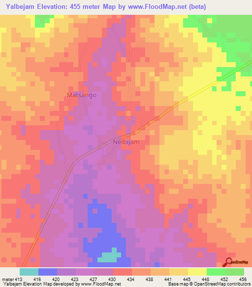 Yalbejam,Nigeria Elevation Map