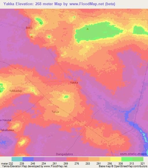 Yakka,Nigeria Elevation Map