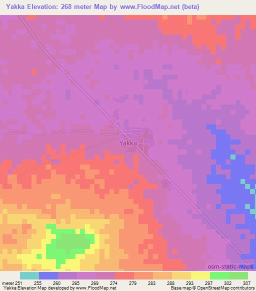 Yakka,Nigeria Elevation Map