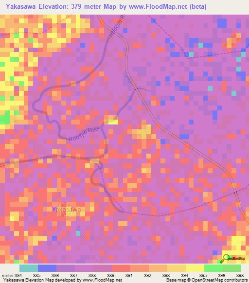 Yakasawa,Nigeria Elevation Map