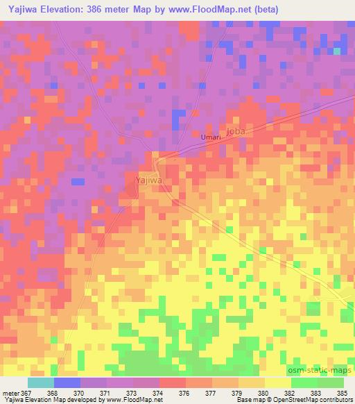 Yajiwa,Nigeria Elevation Map