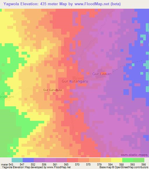 Yagwola,Nigeria Elevation Map