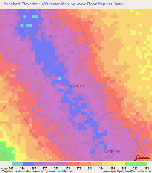 Yagebari,Nigeria Elevation Map