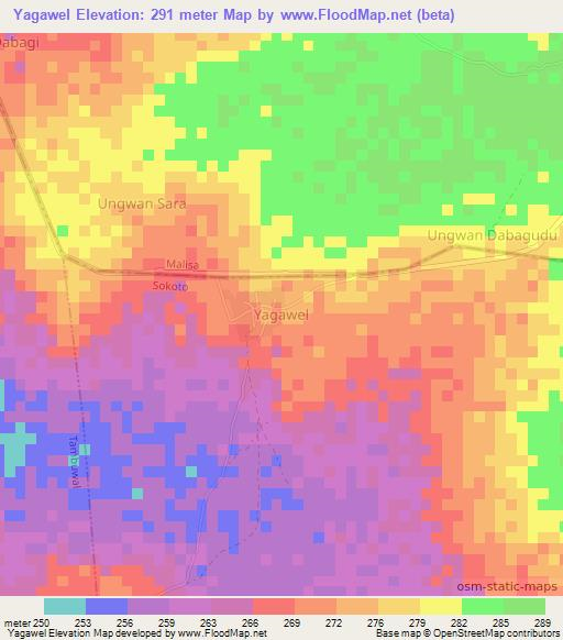 Yagawel,Nigeria Elevation Map