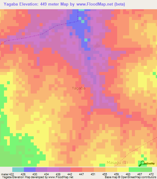 Yagaba,Nigeria Elevation Map