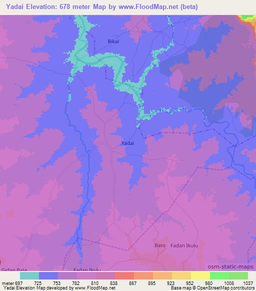 Yadai,Nigeria Elevation Map