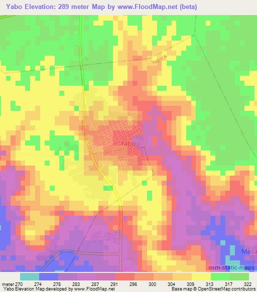 Yabo,Nigeria Elevation Map