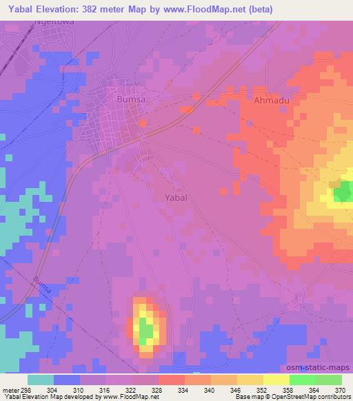 Yabal,Nigeria Elevation Map