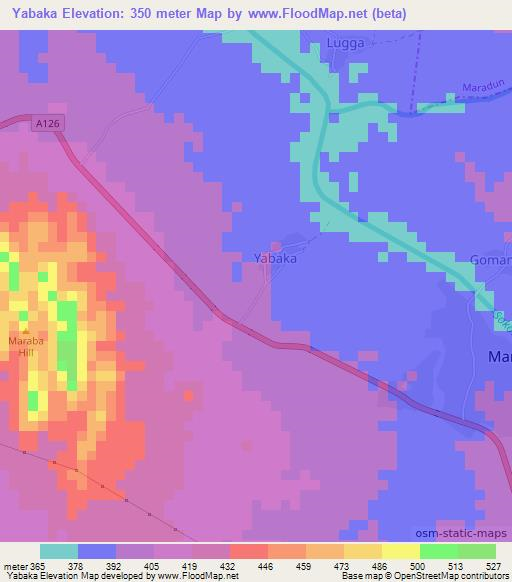 Yabaka,Nigeria Elevation Map