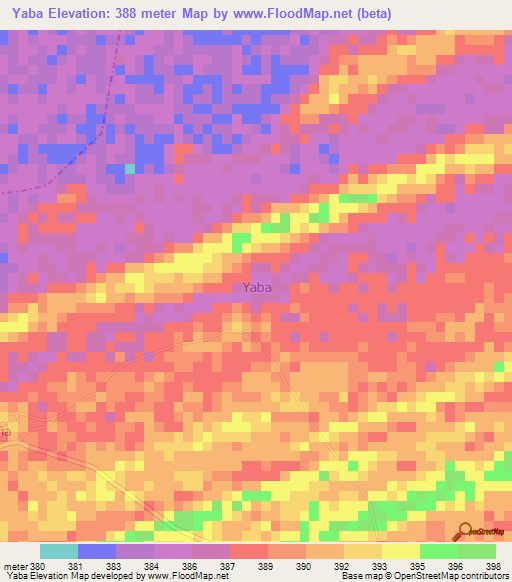 Yaba,Nigeria Elevation Map