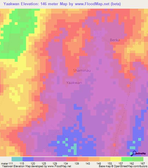 Yaakwan,Nigeria Elevation Map