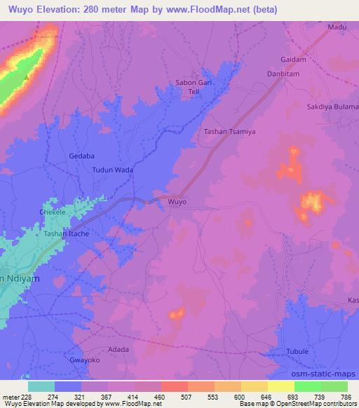 Wuyo,Nigeria Elevation Map