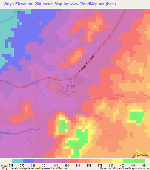 Wuyo,Nigeria Elevation Map