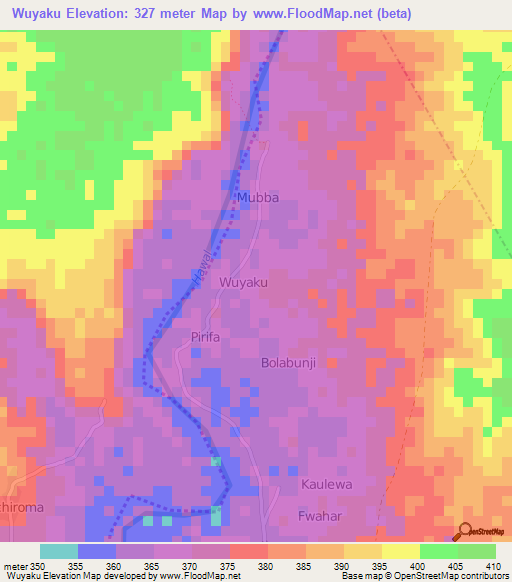 Wuyaku,Nigeria Elevation Map