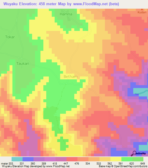 Wuyaku,Nigeria Elevation Map