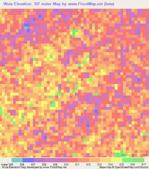 Wuta,Nigeria Elevation Map
