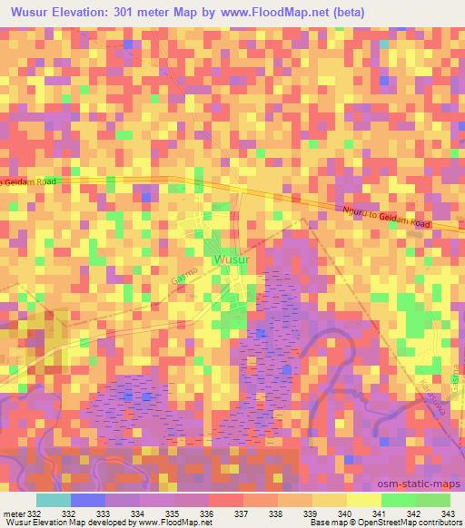 Wusur,Nigeria Elevation Map