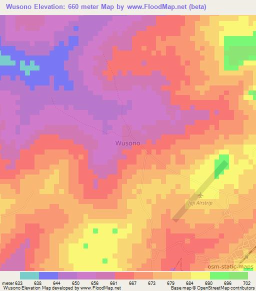 Wusono,Nigeria Elevation Map