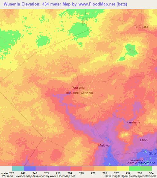 Wusenia,Nigeria Elevation Map