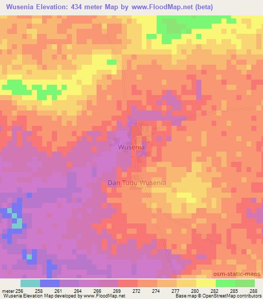 Wusenia,Nigeria Elevation Map