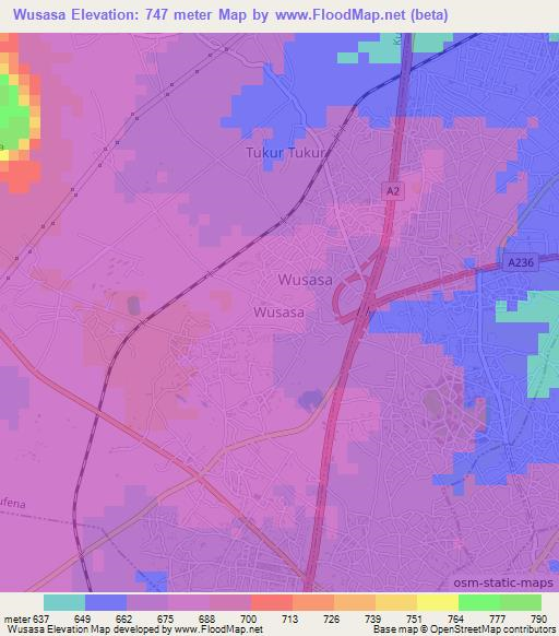 Wusasa,Nigeria Elevation Map