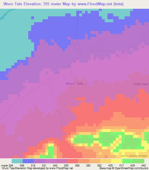 Wuro Tale,Nigeria Elevation Map