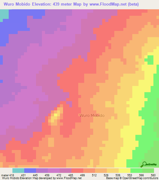 Wuro Mobido,Nigeria Elevation Map