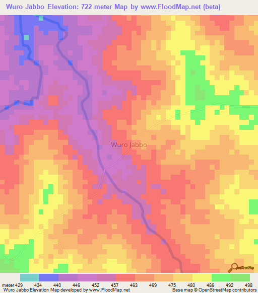 Wuro Jabbo,Nigeria Elevation Map