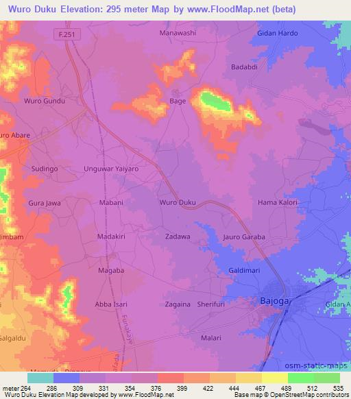 Wuro Duku,Nigeria Elevation Map
