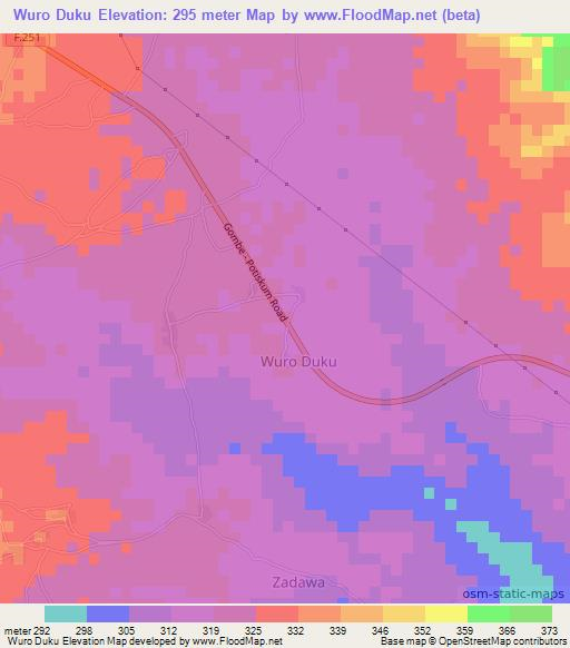 Wuro Duku,Nigeria Elevation Map