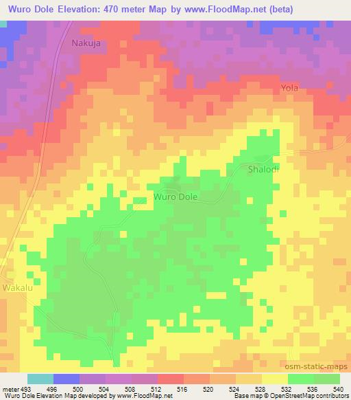 Wuro Dole,Nigeria Elevation Map