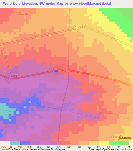 Wuro Dole,Nigeria Elevation Map